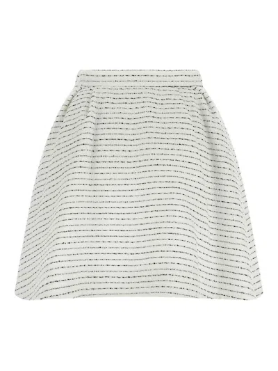 Alessandra Rich Tweed Skirt With A-line Silhouette And High Waist In White