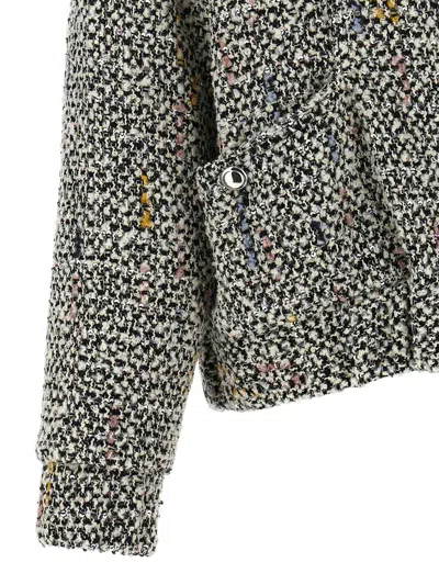 Alessandra Rich Tweed Bomber Jacket In White