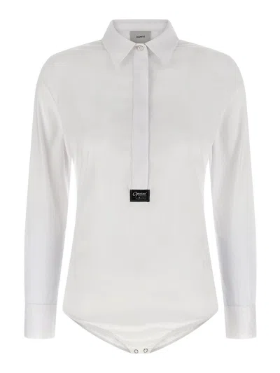 Coperni Bodysuit Collar Pointed Long Sleeves In Metallic