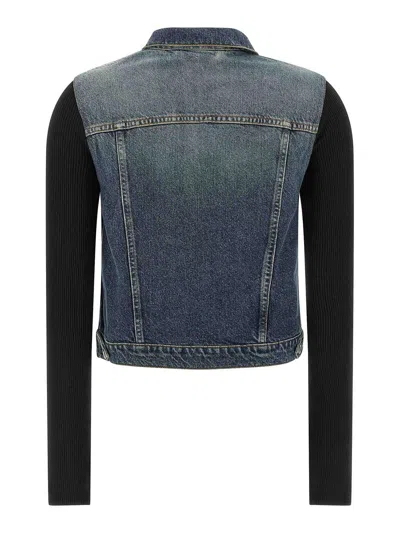 Coperni Hybrid Denim And Knit Jacket In Blue