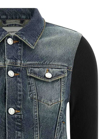 Coperni Hybrid Denim And Knit Jacket In Blue