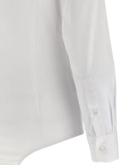 Coperni Bodysuit Collar Pointed Long Sleeves In Metallic