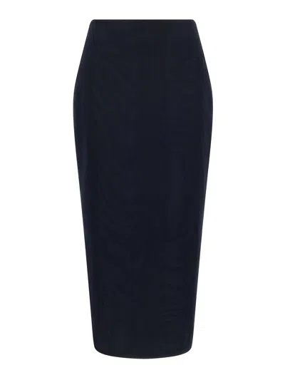 Blazé Milano Blaze Milano Maine Sussex Longuette Wool Midi Skirt In Blue