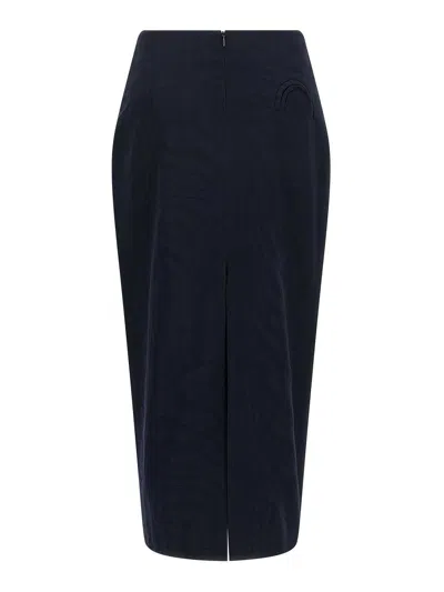 Blazé Milano Blaze Milano Maine Sussex Longuette Wool Midi Skirt In Blue