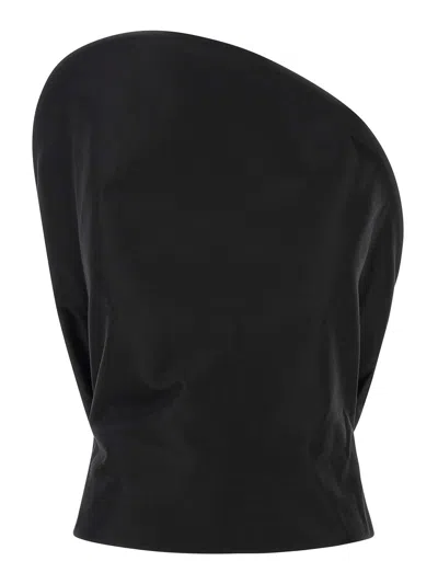 Magda Butrym Sculptural One-shoulder Bustier With Architectural Elements In Brown