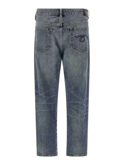 R13 Crossover Distressed Jeans In Blue