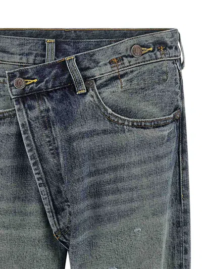 R13 Crossover Distressed Jeans In Blue