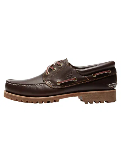 Timberland Boat Shoes Authentic 3-eye Lug Handsewn Marrone In Brown