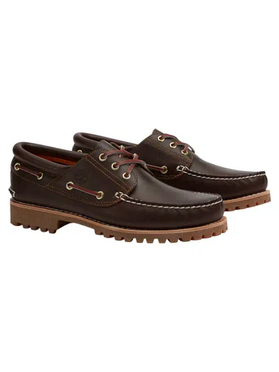 Timberland Boat Shoes Authentic 3-eye Lug Handsewn Marrone In Brown