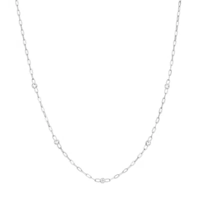 Dinny Hall Women's White / Silver Silver Lab-created White Sapphire Paperclip Chain Necklace In Metallic