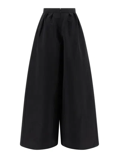 Carolina Herrera High Waist Wide Leg Pleated Trousers In Black