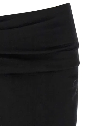 Entire Studios Stretch Wool Midi Skirt With Draped Detailing In Black