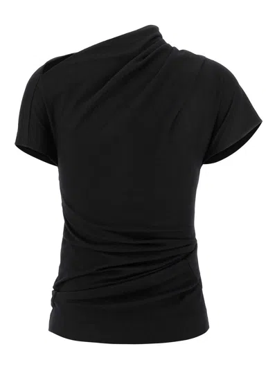 Entire Studios Flap Draped Short-sleeve Top In Black