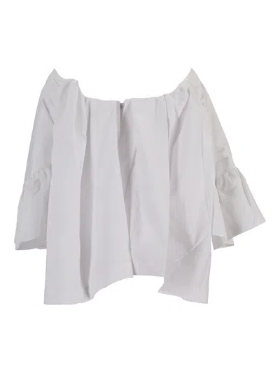 Meryll Rogge Off-shoulder Ruffled Blouse In White