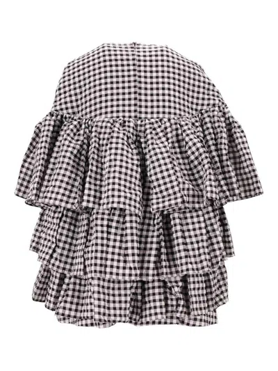 Meryll Rogge Gingham Check Ruffled Mini Dress In Black