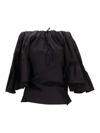 Meryll Rogge Off-shoulder Ruffled Blouse In Black