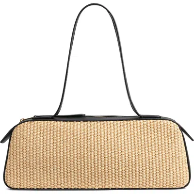 Khaite Simona Leather-trimmed Raffia Shoulder Bag