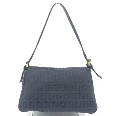 Pre-owned Fendi Zucchino Black Canvas Shoulder Bag ()