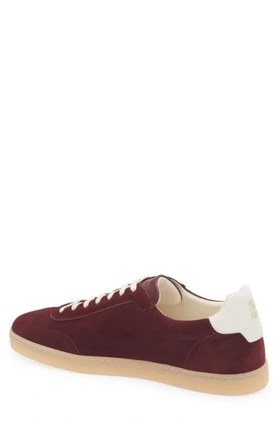 Brunello Cucinelli Low Top Suede Finish Rubber Sole Sneakers In Burgundy