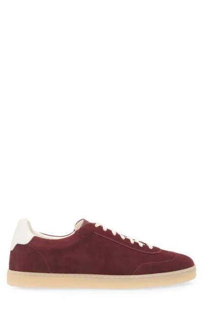 Brunello Cucinelli Low Top Suede Finish Rubber Sole Sneakers In Burgundy