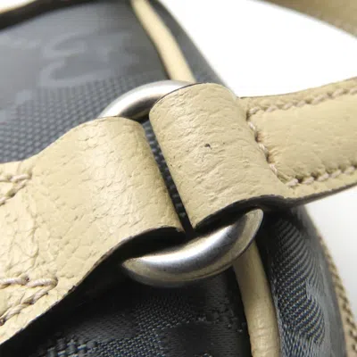 Pre-owned Gucci Beige Gray Nylon Leather Shoulder Bag ()
