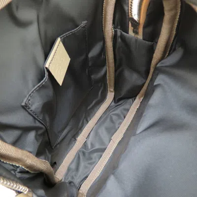 Pre-owned Gucci Beige Gray Nylon Leather Shoulder Bag ()