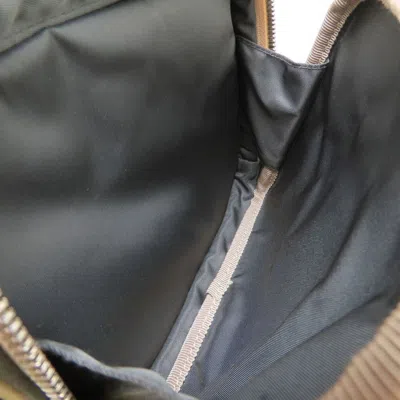 Pre-owned Gucci Beige Gray Nylon Leather Shoulder Bag ()