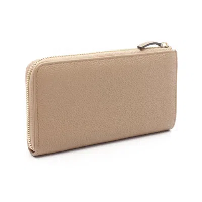 Pre-owned Gucci Beige Leather Long Wallet (bi-fold) () In Sand