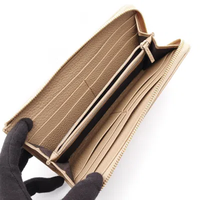 Pre-owned Gucci Beige Leather Long Wallet (bi-fold) () In Sand