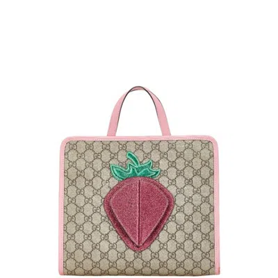 Pre-owned Gucci Beige Multi-color Pink Pvc Leather Handbag Tote Bag ()