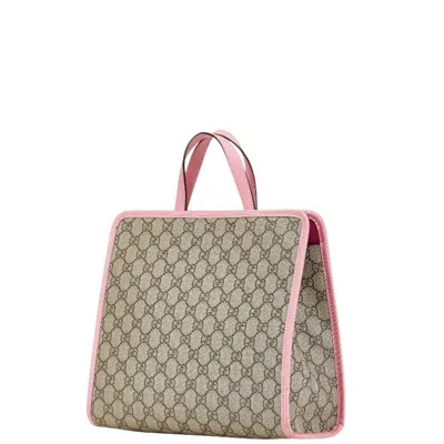 Pre-owned Gucci Beige Multi-color Pink Pvc Leather Handbag Tote Bag ()