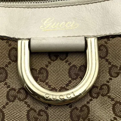 Pre-owned Gucci Beige White Gg Canvas Leather Shoulder Bag ()