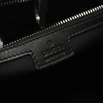 Pre-owned Gucci Black Gray Coated Canvas Leather Tote Bag ()