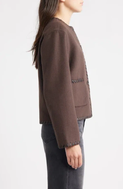 Rails Melanie Leather Whipstitch Wool Blend Jacket In Multi