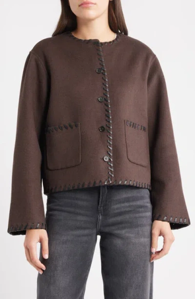 Rails Melanie Leather Whipstitch Wool Blend Jacket In Multi