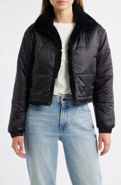 Save The Duck Laila Reversible Hooded Jacket In Black In Black