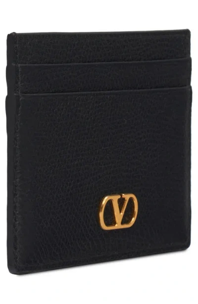 Valentino Garavani Vlogo Signature Grainy Calfskin Card Holder Woman Black Uni In Black