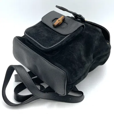 Pre-owned Gucci Black Suede Leather Backpack ()