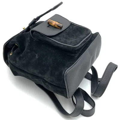 Pre-owned Gucci Black Suede Leather Backpack ()