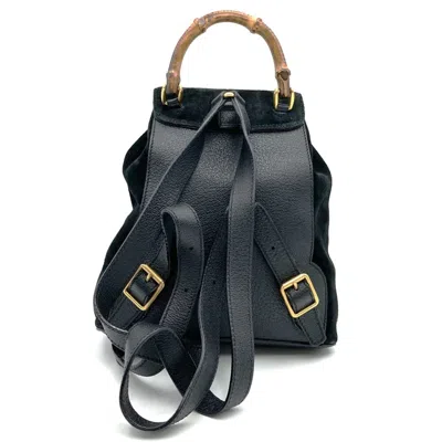 Pre-owned Gucci Black Suede Leather Backpack ()