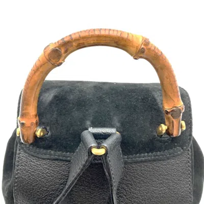 Pre-owned Gucci Black Suede Leather Backpack ()