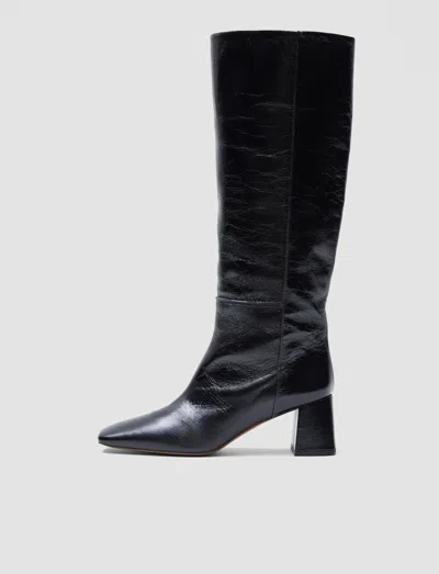 Joseph Heeled Knee High Patent Leather Boots In Black