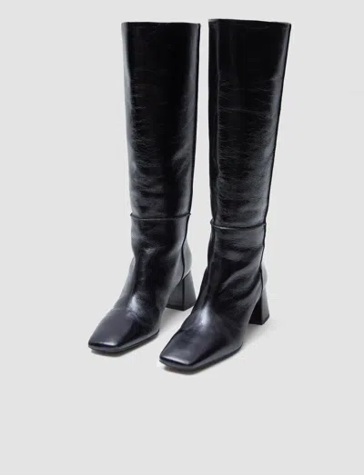Joseph Heeled Knee High Patent Leather Boots In Black
