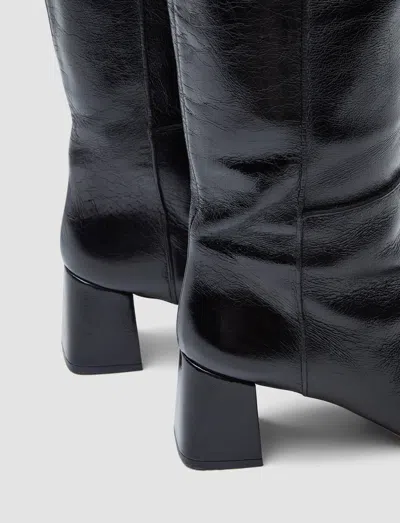 Joseph Heeled Knee High Patent Leather Boots In Black