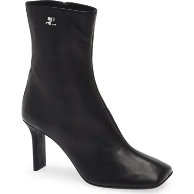 Courrèges Square Toe Nappa Ankle Boots 80mm Black In Black