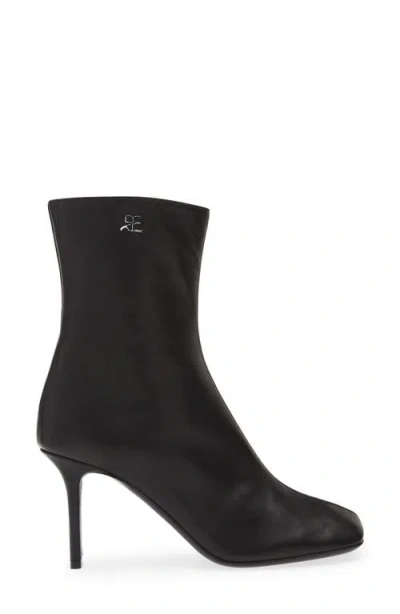 Courrèges Square Toe Nappa Ankle Boots 80mm Black In Black