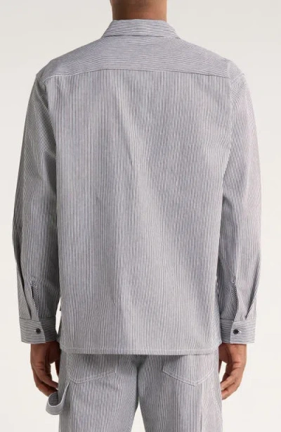 Stan Ray Utility Stripe Oversize Button-up Shirt In Brown