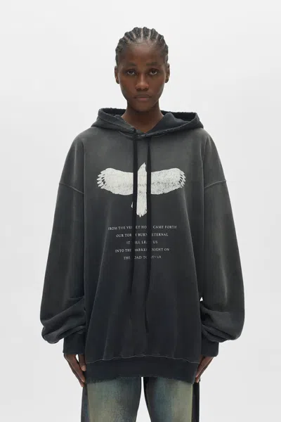 Ann Demeulemeester Eagle Print Hoodie In Black