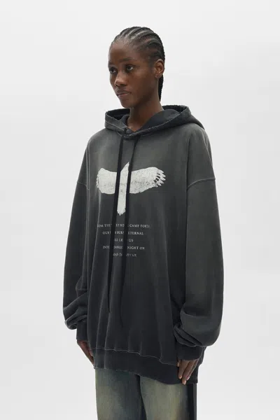 Ann Demeulemeester Eagle Print Hoodie In Black
