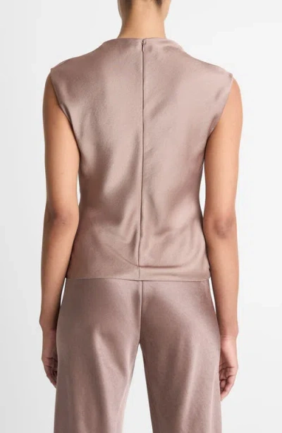 Vince Satin Draped Cowl-neck Top In Pink